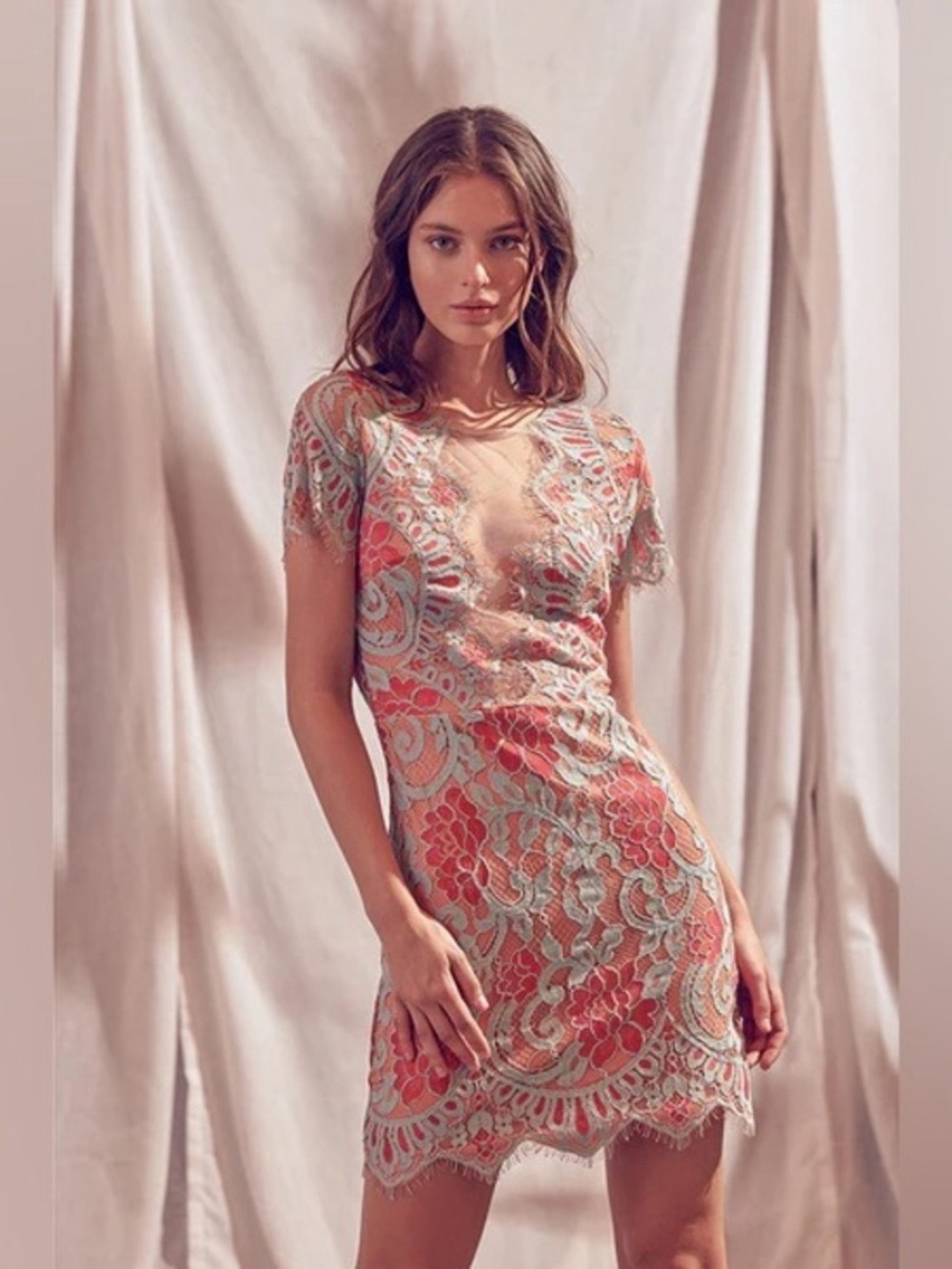 Storia | Lace Peekaboo Mini Dress, Small
